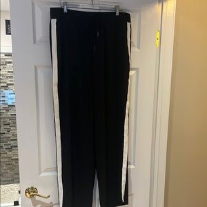 Black Dress Pants with White Stripes